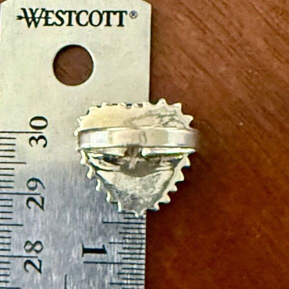 White Buffalo Turquoise Heart Gemstone Statement Ring Southwestern Stone Band 6 - Picture 5 of 7